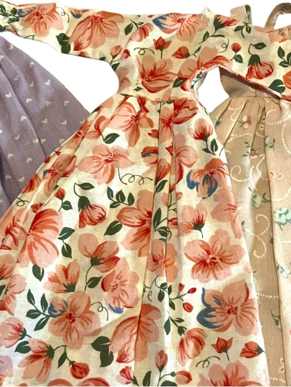 Vintage 70s 80s Doll Clothes Lot TLC Cottagecore Floral Dresses